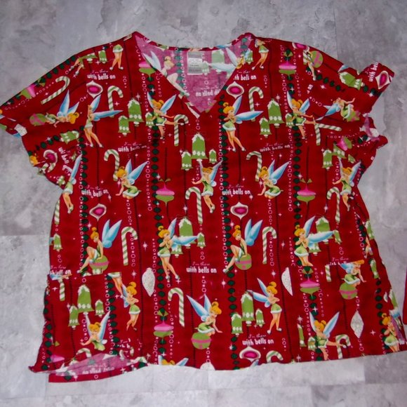 Disney Tops Disney 3x 3 X Winter Christmas Scrub Top Uniform Shirt